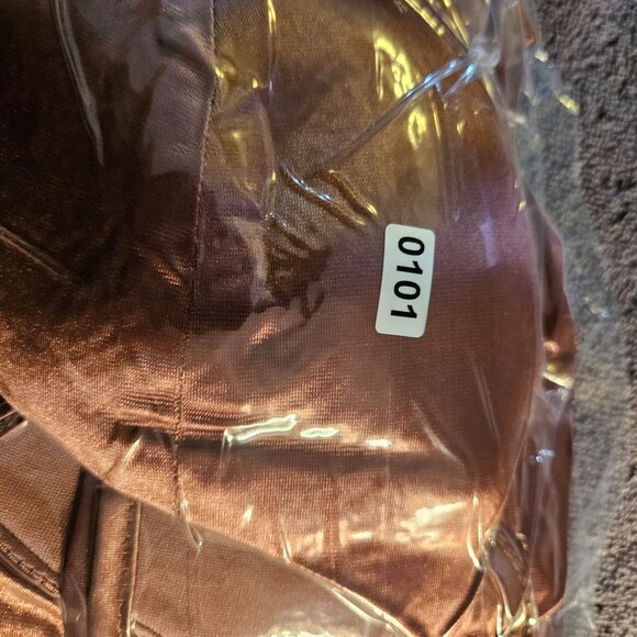 Fashion Nova Metallic Rose Gold Satin Mini Dress With Padded Cups & Adjustable S - Picture 9 of 9